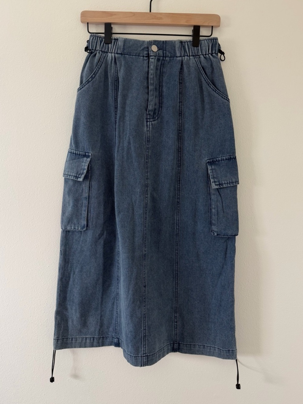 NWT Easel Chloe Utility Gorpcore 90s Vintage Cotton Denim Cargo Skirt - small